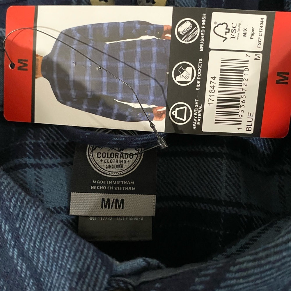 Navy Plaid Casual Button Down Shirt - Picture 5 of 5